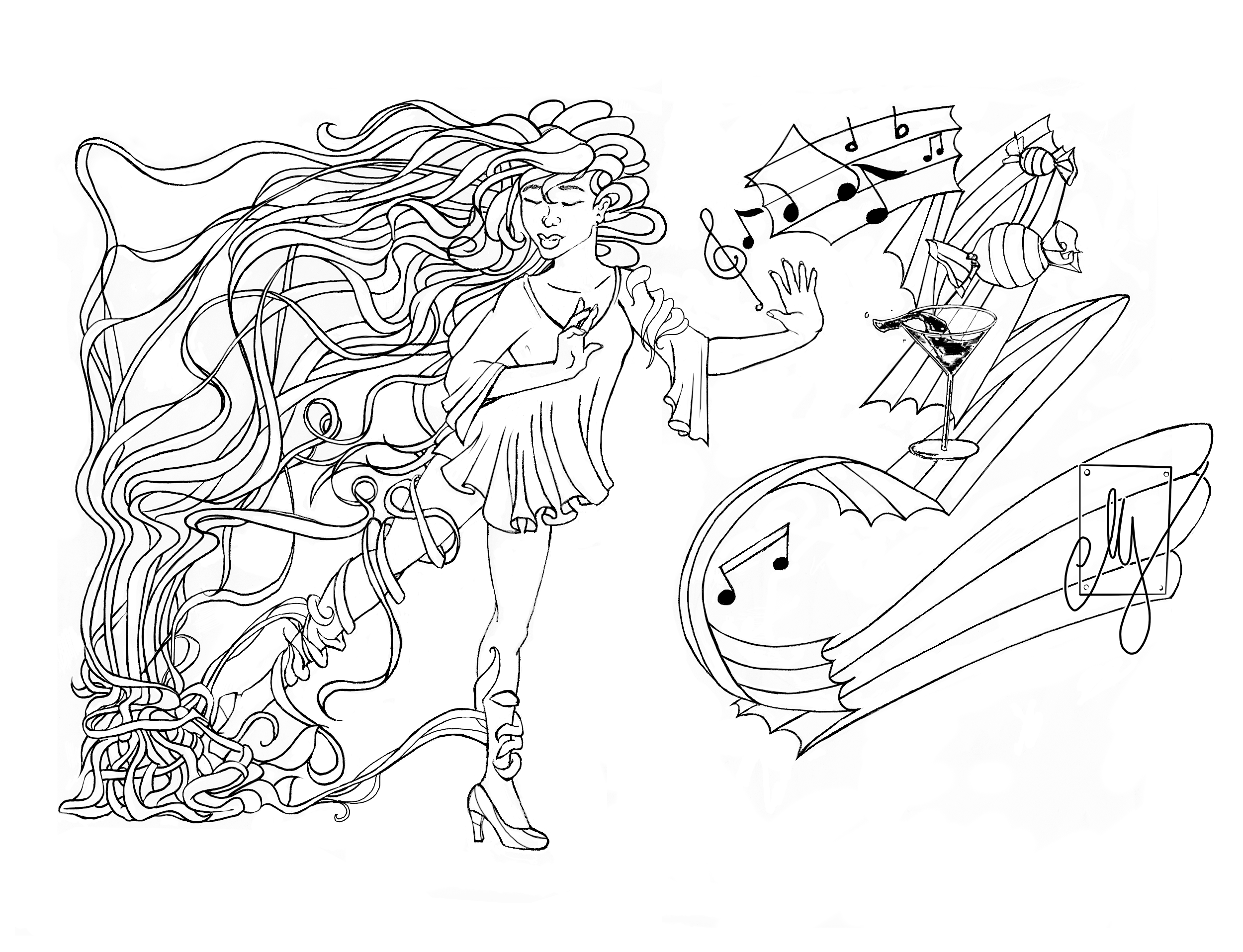 dance party coloring page